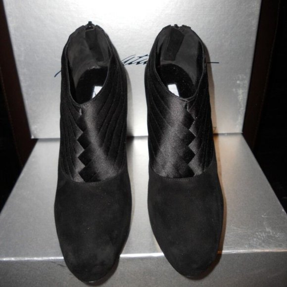 Brian Atwood DASHA Suede Satin Platform Ankle Booties Boots Shoes - Picture 8 of 12